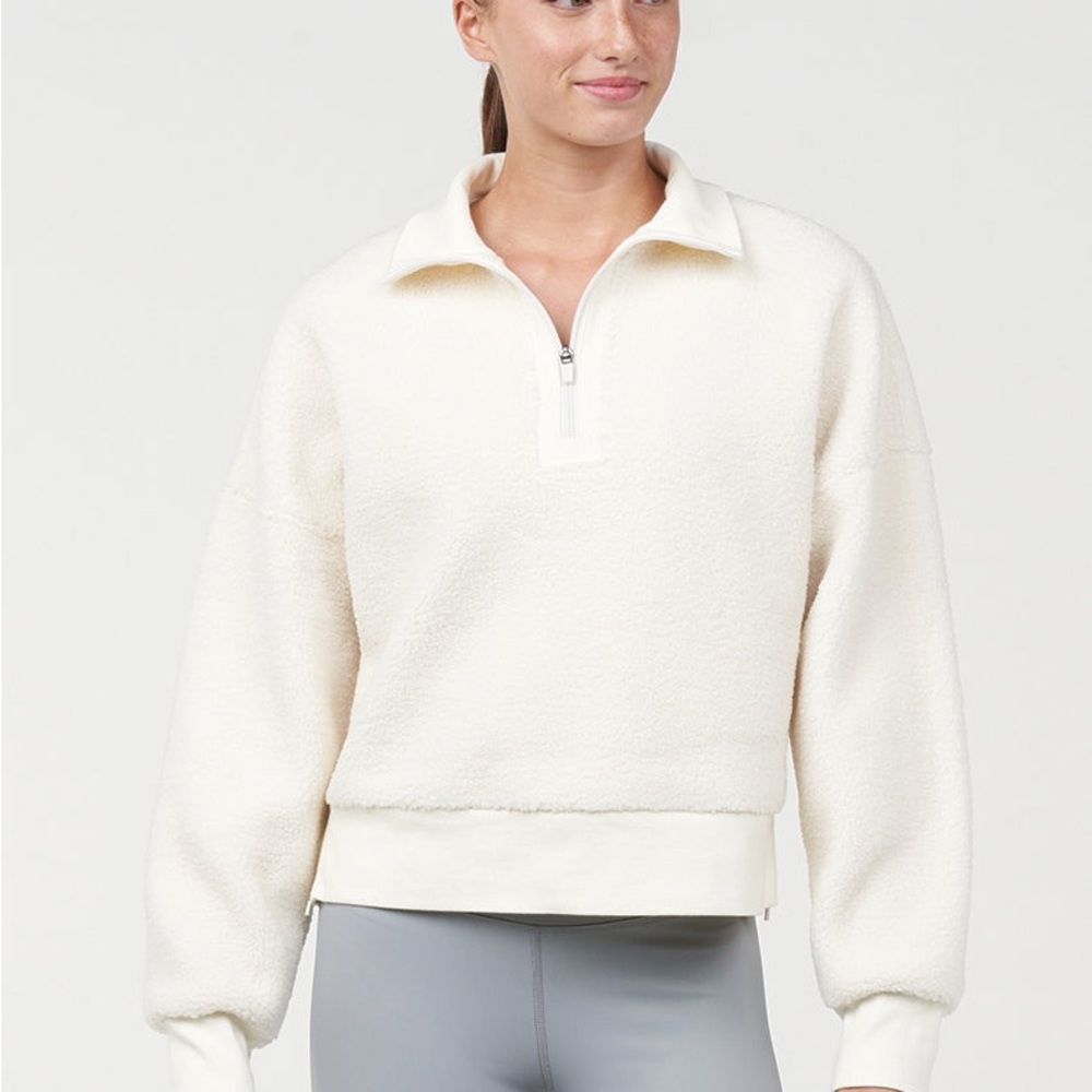 Thrive Societe Women's Cream Quarter-Zip Sherpa Pullover